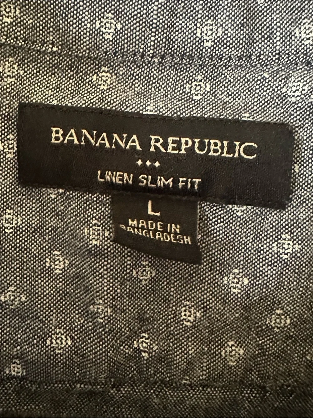 Banana Republic Button-Down Shirt in Denim Blue Microprint cotton/linen blend L